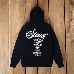 Stussy Black Hoodie with White Script